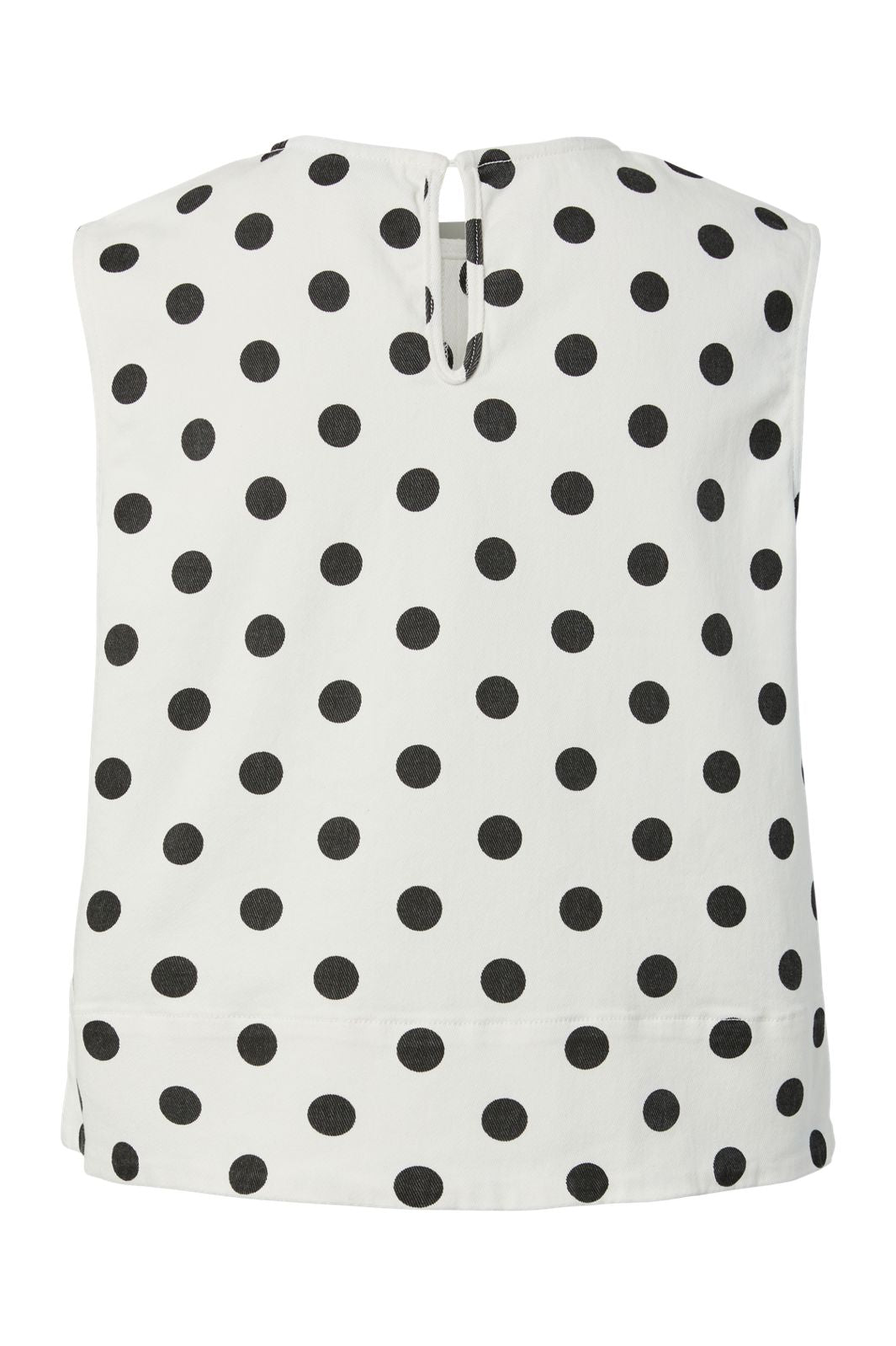 Pieces - Pcsalume Sl Denim Top - 5069484 Bright White Black Dots