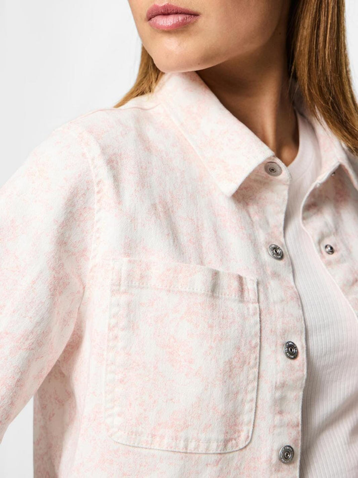 Pieces - Pcsalume Ss Denim Shirt - 4701726 Egret Flower