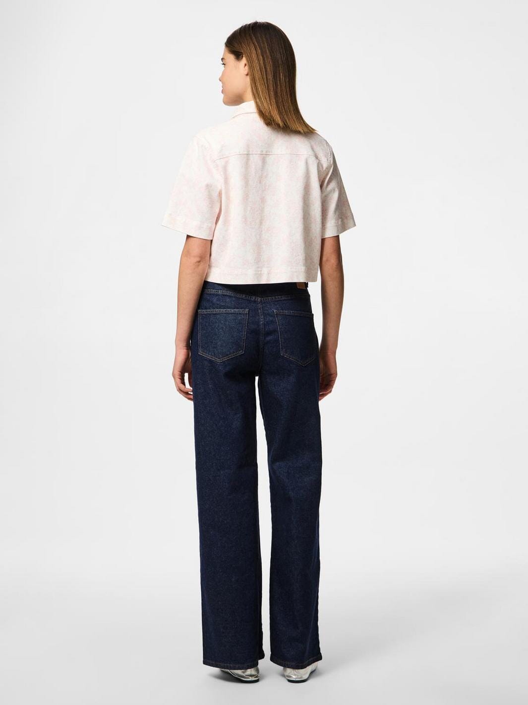 Pieces - Pcsalume Ss Denim Shirt - 4701726 Egret Flower
