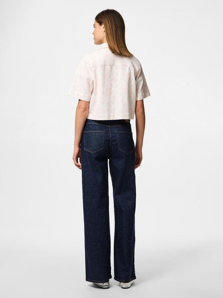 Pieces - Pcsalume Ss Denim Shirt - 4701726 Egret Flower