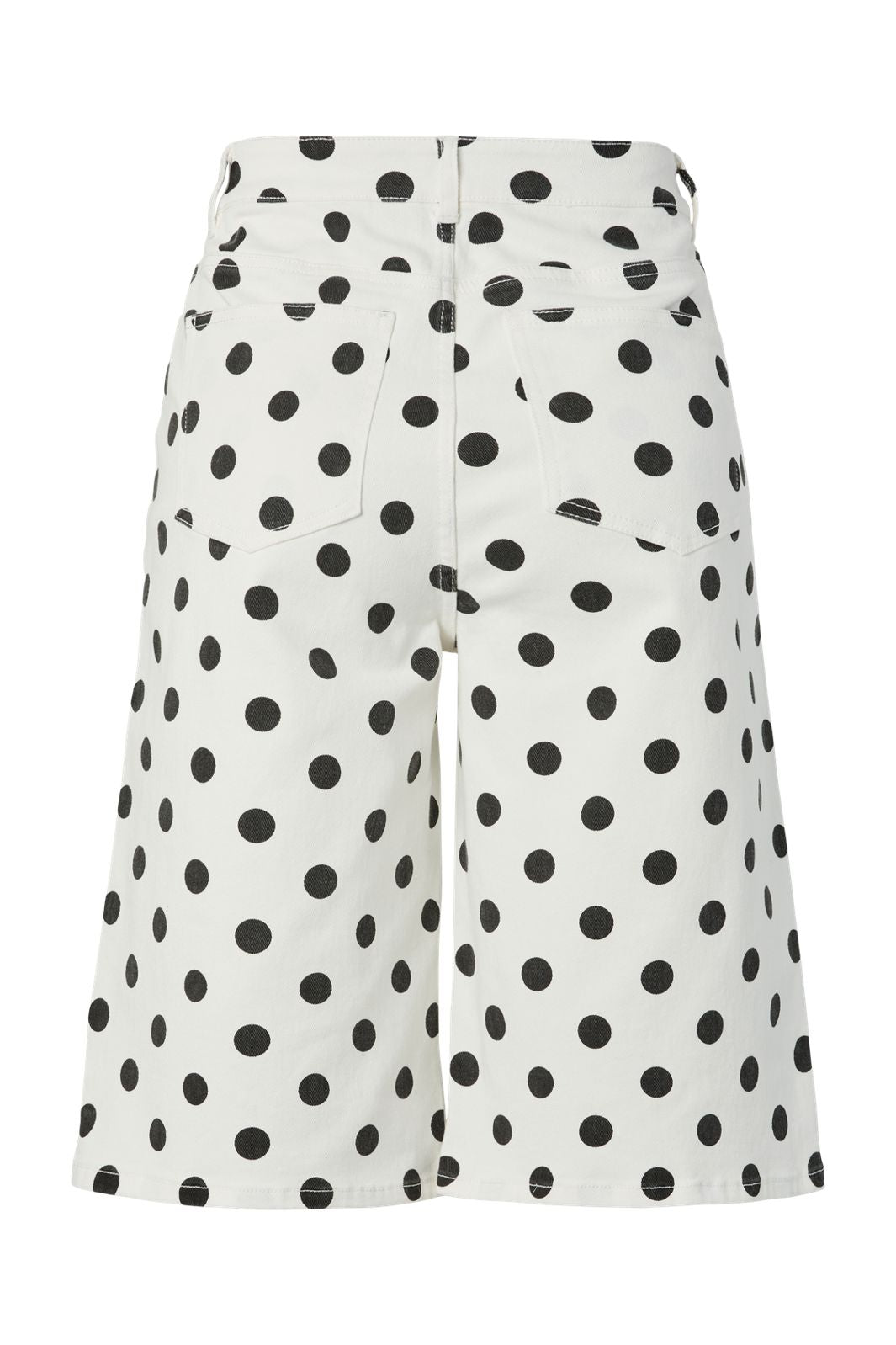Pieces - Pcsalume Wide Denim Shorts - 5069488 Bright White Black Dots