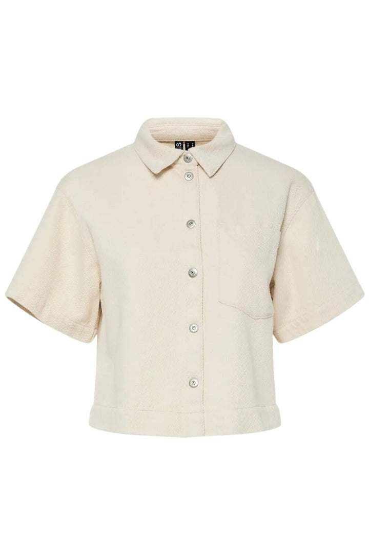 Pieces - Pcsavanna Ss Denim Shirt - 4701774 Raw Cotton Skjorter 