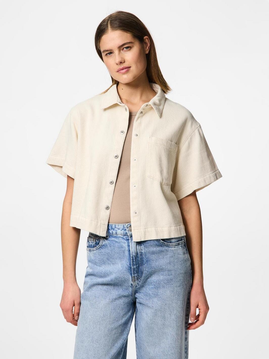 Pieces - Pcsavanna Ss Denim Shirt - 4701774 Raw Cotton