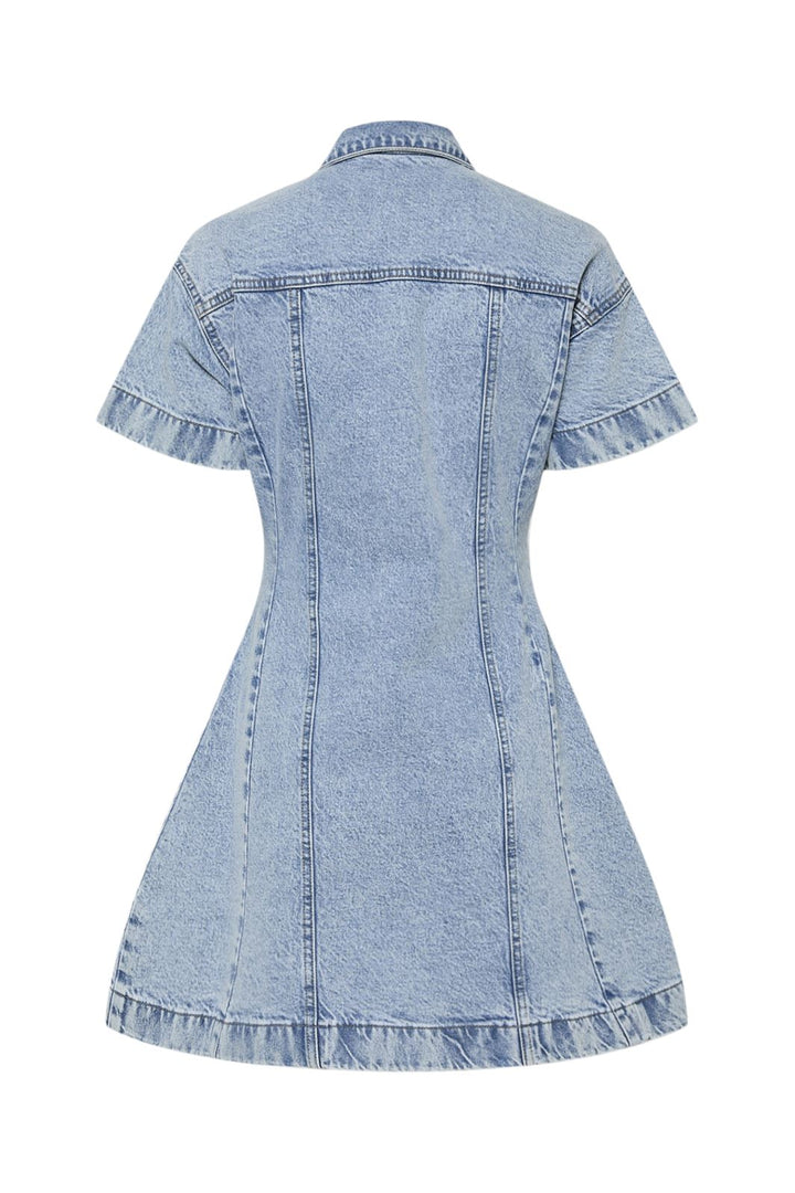 Pieces - Pcsilke A-Shape Denim Dress - 4687802 Light Blue Denim