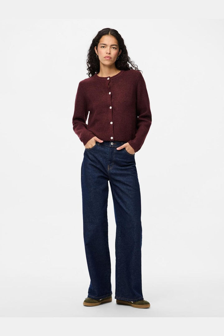 Pieces - Pcsilly Ls O-Neck Knit Cardigan - 4964322 Tawny Port Melange