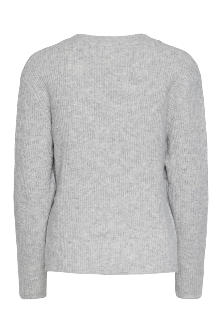 Pieces - Pcsilly Ls Rev Tie Knit - 4560726 Light Grey Melange