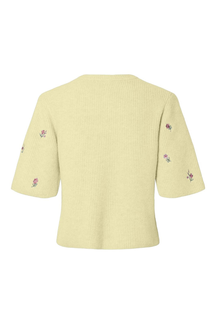 Pieces - Pcsilly Ss O-Neck Emb Knit Cardigan - 5164590 Pale Banana White Flower