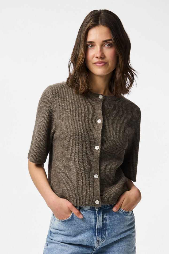 Pieces - Pcsilly Ss O-Neck Knit Cardigan - 4857949 Morel Melange