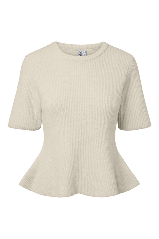 Pieces - Pcsilly Ss O-Neck Peplum Knit - 5171894 Birch Melange