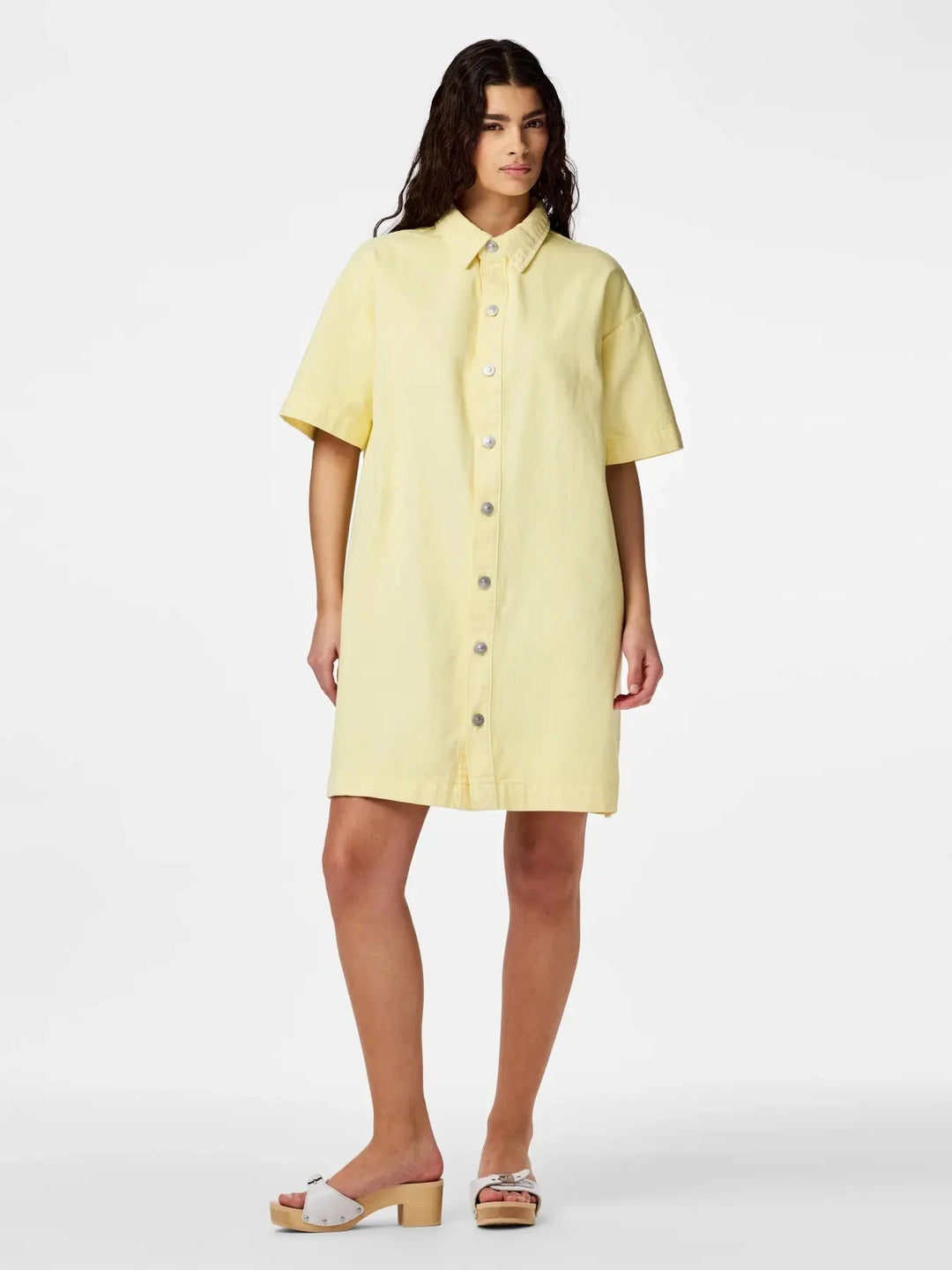Pieces - Pcsky Ss A-Shape Denim Dress - 4993234 French Vanilla Kjoler 
