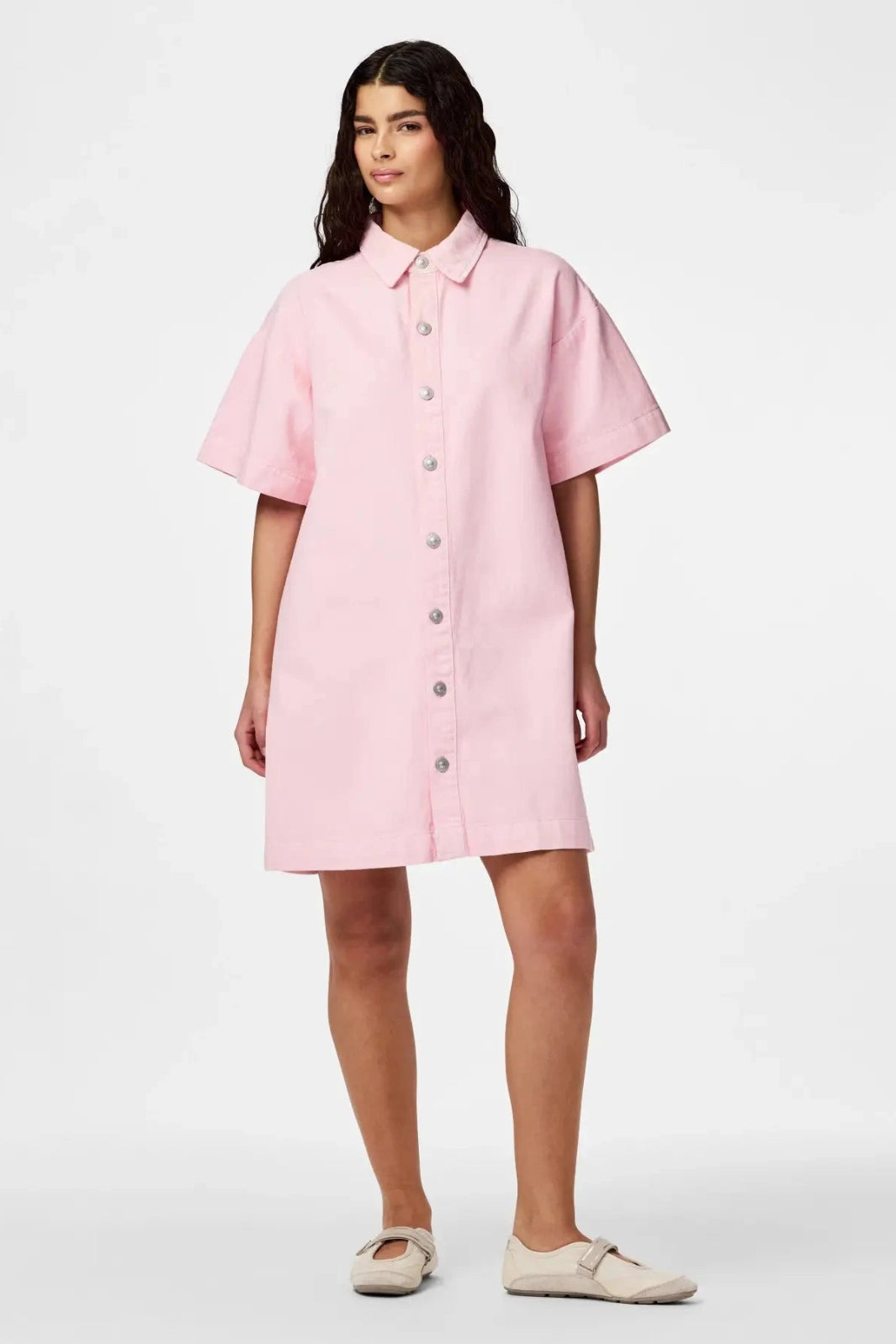 Pieces - Pcsky Ss A-Shape Denim Dress - 4993235 Roseate Spoonbill Kjoler 