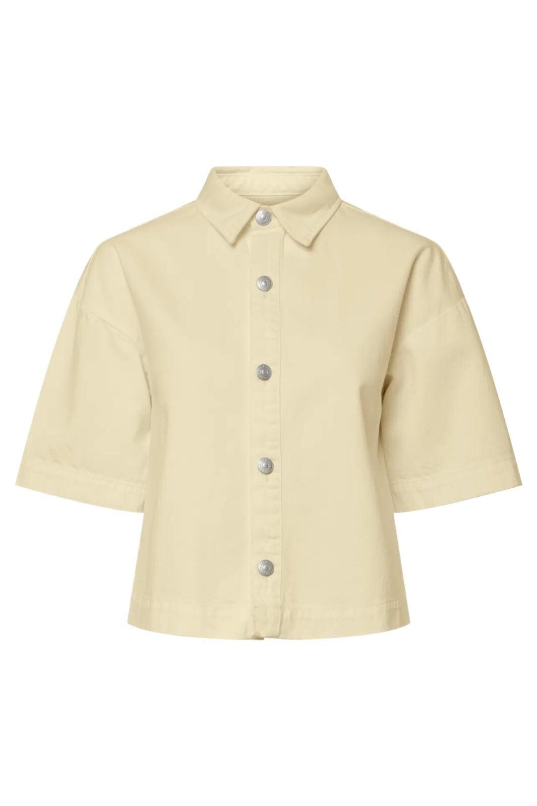 Pieces - Pcsky Ss A-Shape Denim Top - 4992607 French Vanilla Skjorter 