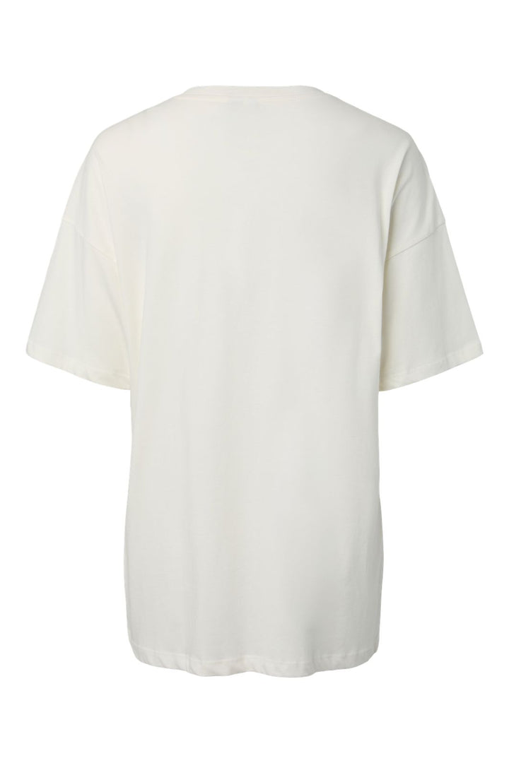 Pieces - Pcskylar Ss Detail Tee Fsy Pp - 5036991 Cloud Dancer Rhinestone/Studs