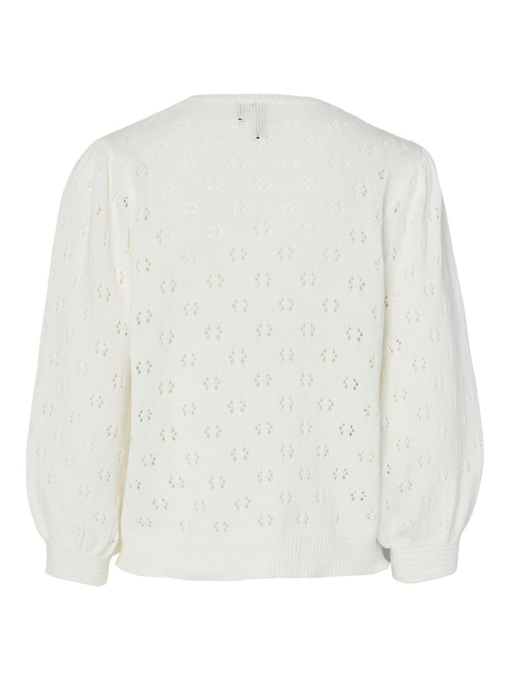 Pieces - Pcsua 3/4 Sleeve O-Neck Knit Cardigan - 4698645 Cloud Dancer