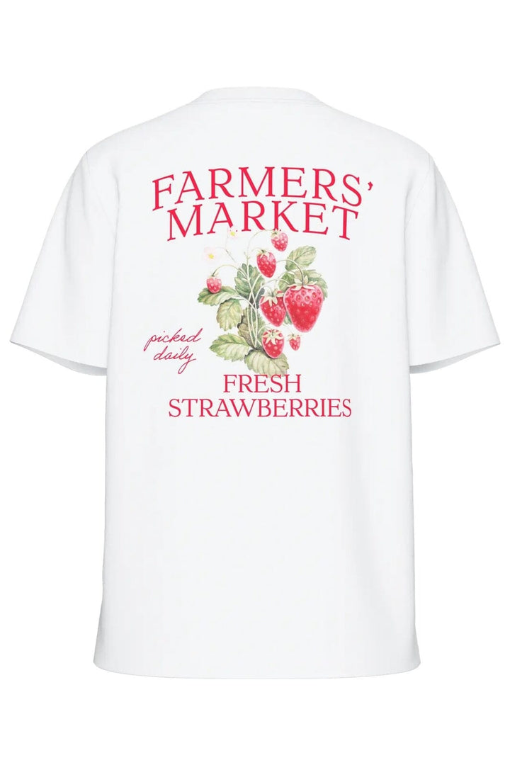 Pieces - Pcsummer Ss Printed T-Shirt - 4674981 Bright White Farmers Market