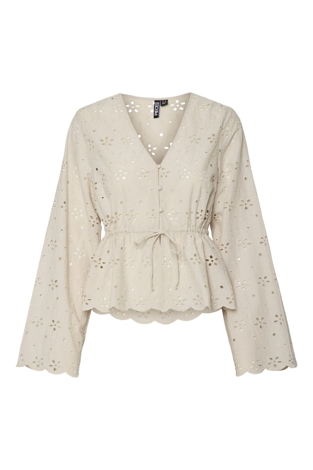 Pieces - Pctarmorine Ls Tie Top - 4735495 Silver Gray