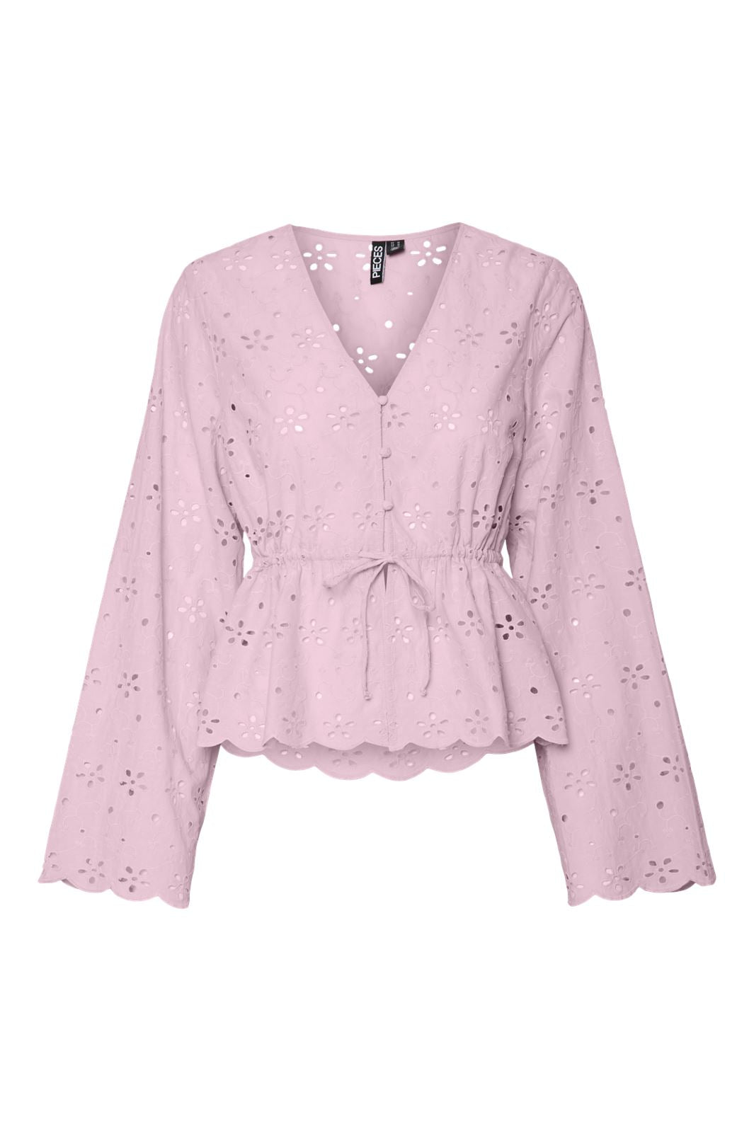 Pieces - Pctarmorine Ls Tie Top - 4793601 Pink-A-Boo