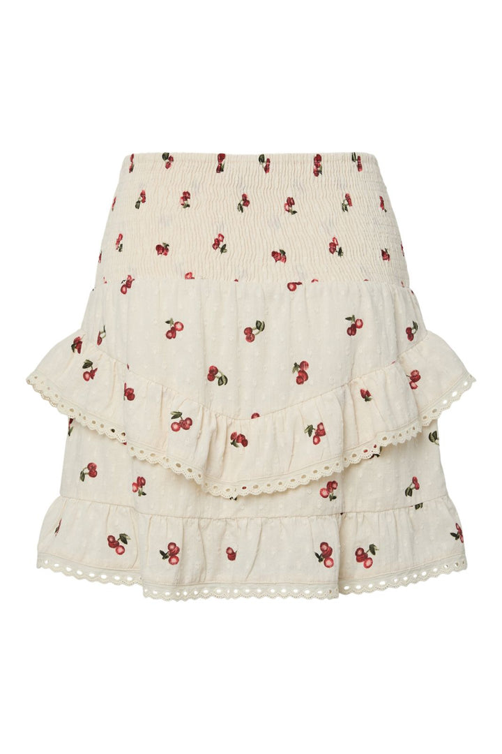 Forudbestilling - Pieces - Pcthea Short Smock Skirt Pp - 4936524 Cloud Cream Cherries