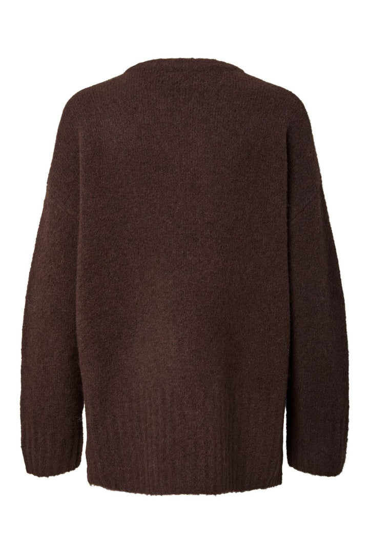 Pieces - Pctina Ls O-Neck Knit - 5087564 Hot Fudge Melange
