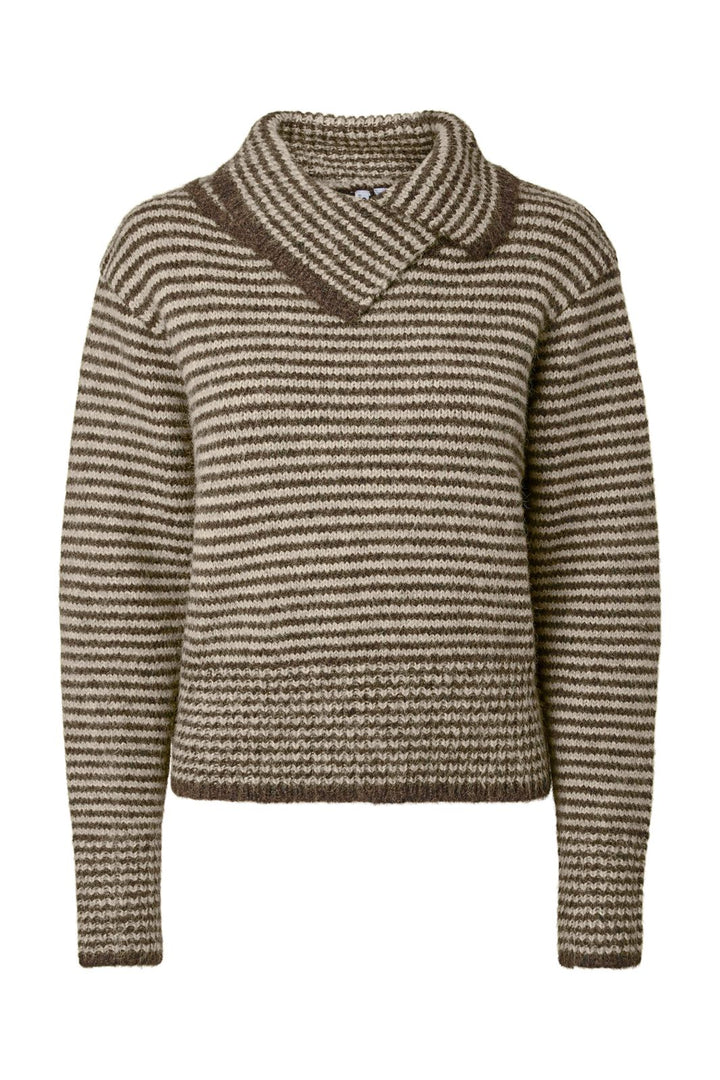 Pieces - Pcvena Ls Collar Knit - 5191869 Whitecap Gray Hot Fudge