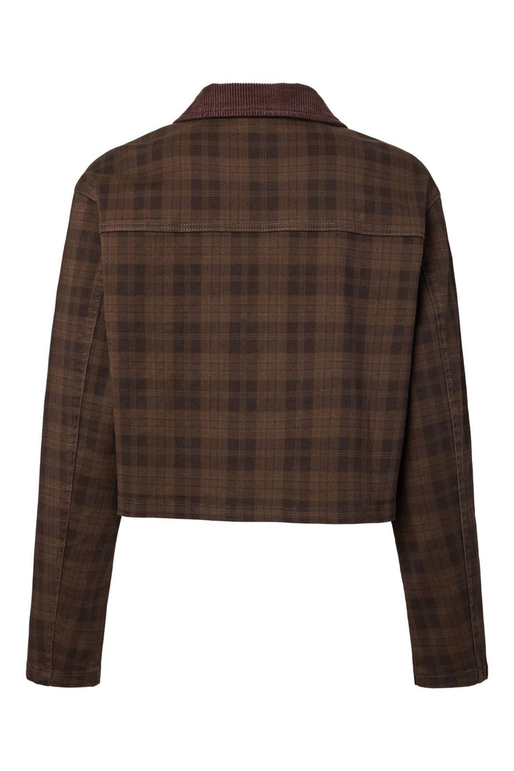 Pieces - Pcvera Short Check Jacket - 5176032 Mulch Fondue Fudge & Mole Check