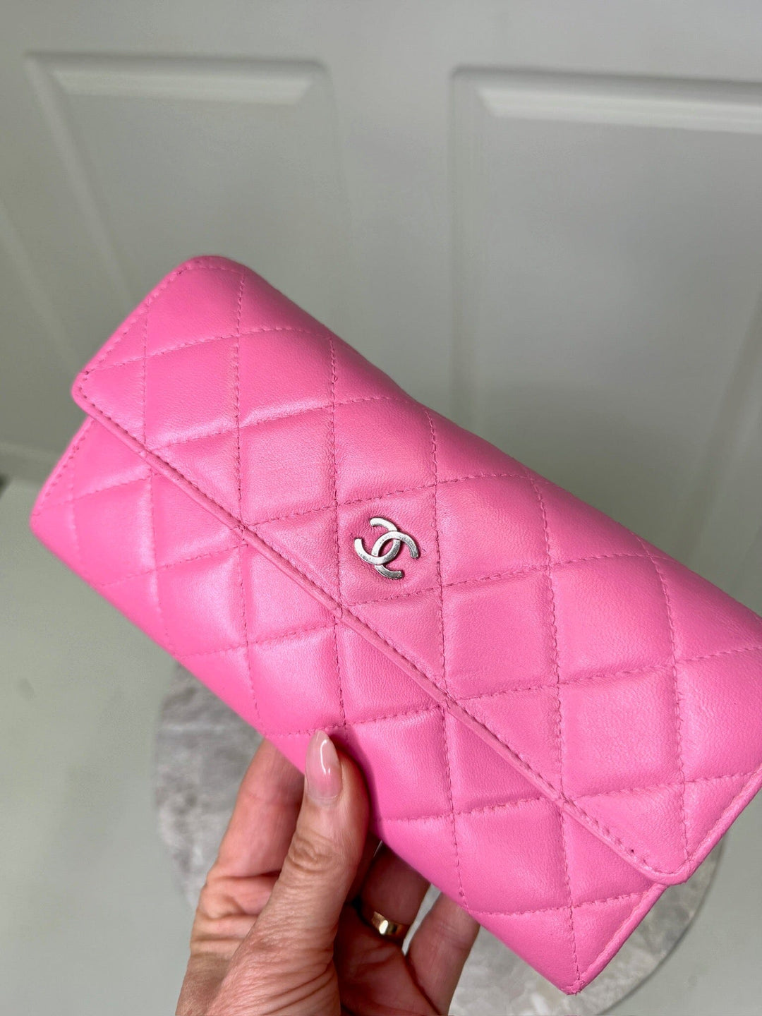 Preloved Vintageline X Molly&My - Chanel Classic Flap Wallet 2 - Pink Tasker 