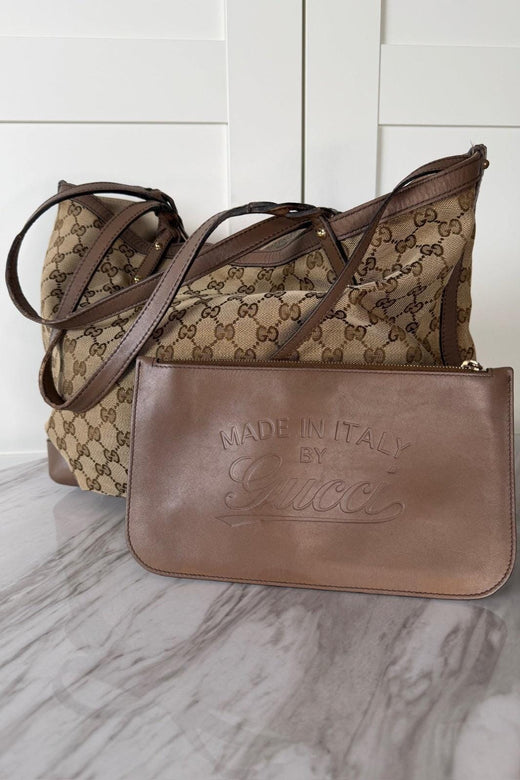 Preloved Vintageline x Molly&My - Gucci Shopper Med Tilhørende Pung 3252 - Logo Tasker 