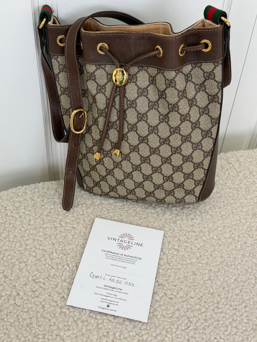 Preloved Vintageline x Molly&My - Vintage Gucci Bucket Bag – Gg Canvas & Kalveskind - Logo Tasker 