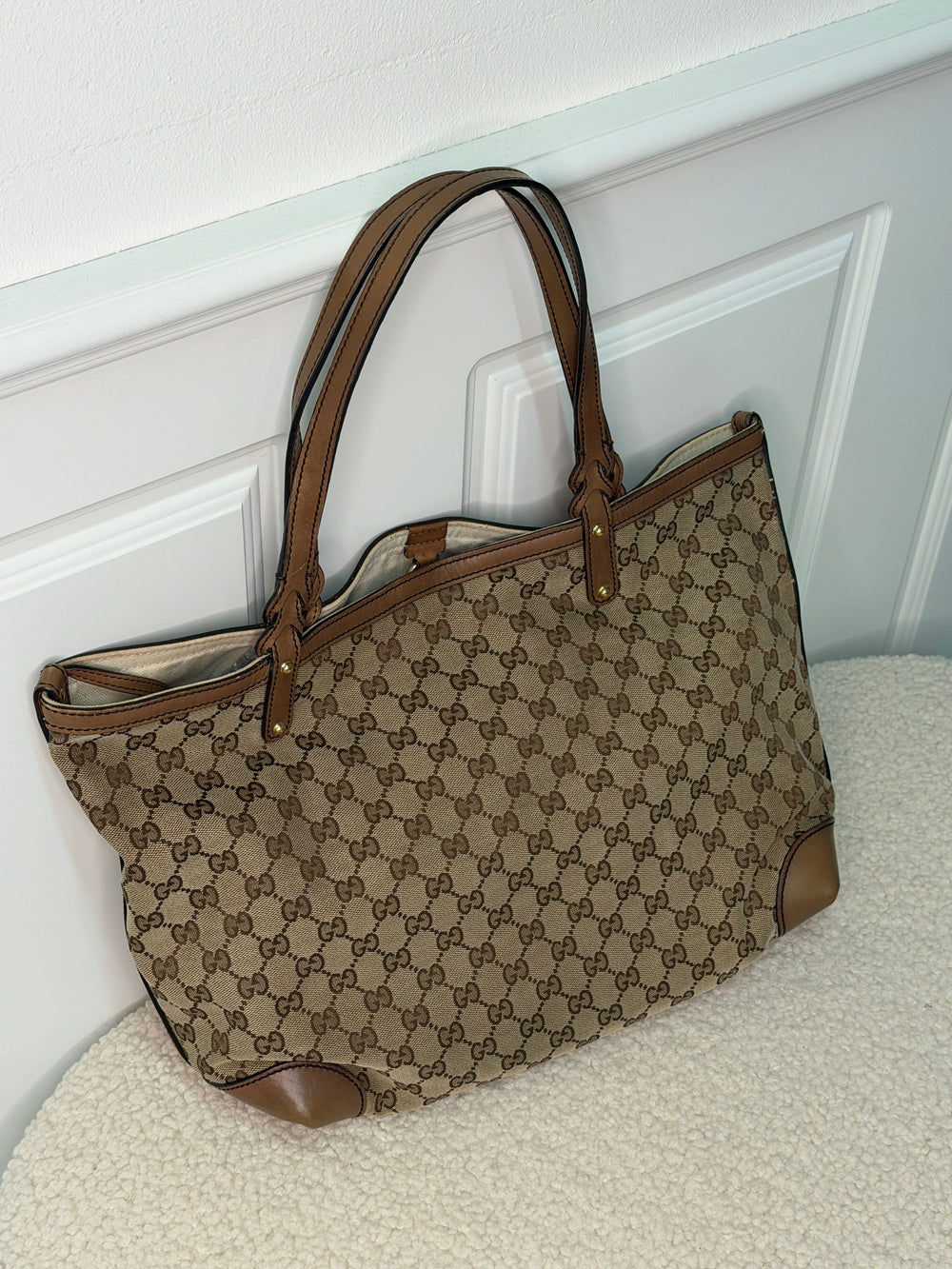 Preloved Vintageline x Molly&My - Vintage Gucci Shopper Inkl. Pung - Logo Tasker 