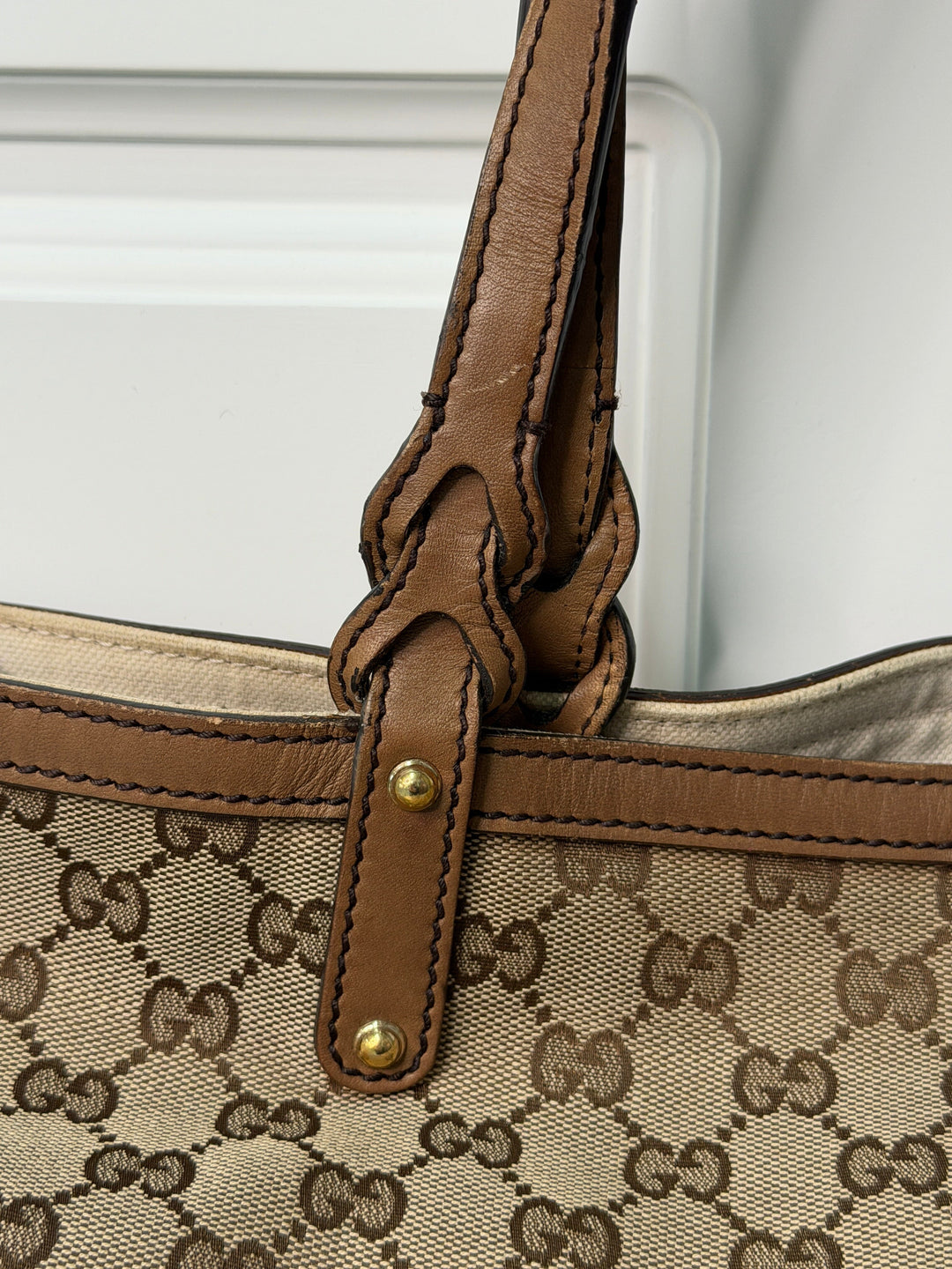 Preloved Vintageline x Molly&My - Vintage Gucci Shopper Inkl. Pung - Logo Tasker 