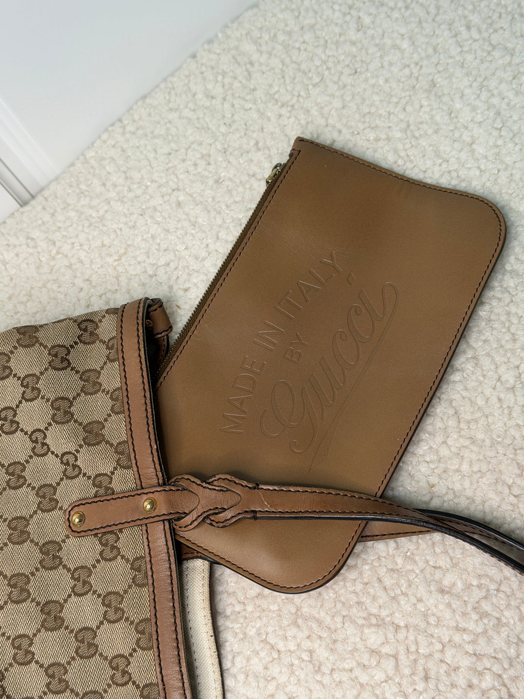 Preloved Vintageline x Molly&My - Vintage Gucci Shopper Inkl. Pung - Logo Tasker 