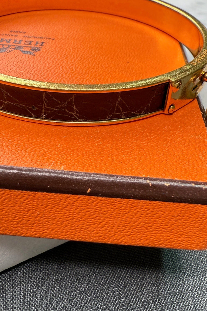 Preloved Vintageline x Molly&My - Vintage Hermes Armbånd - Guldbelagt Metal & Læder 