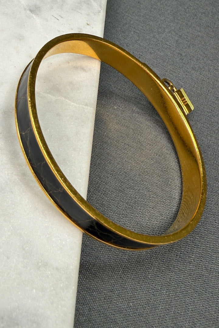 Preloved Vintageline x Molly&My - Vintage Hermes Armbånd - Guldbelagt Metal & Læder 