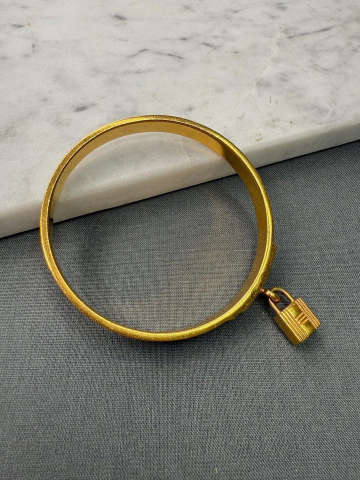 Preloved Vintageline x Molly&My - Vintage Hermes Armbånd - Guldbelagt Metal & Læder 