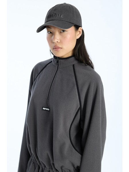 Rotate - Fleece Half Zip Jacket 1153681205 - 1205 Gray Pinstripe Fleece jakker 