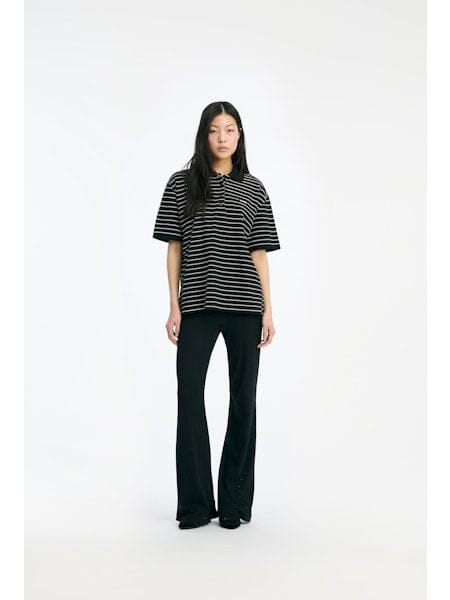 Rotate - Pique Shortsleeve Polo 115643000 - 1000 BLACK COMB. T-shirts 