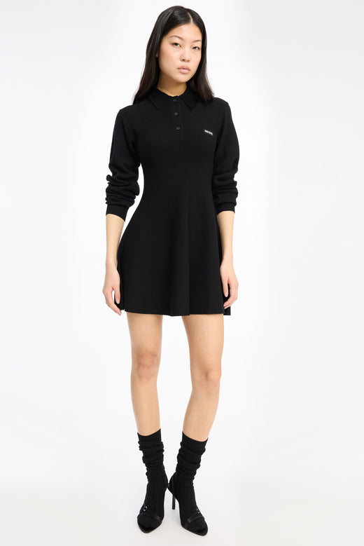 Rotate - Slinky Knit Polo 115137000 - 000 1000 Black Comb. Strikbluser 