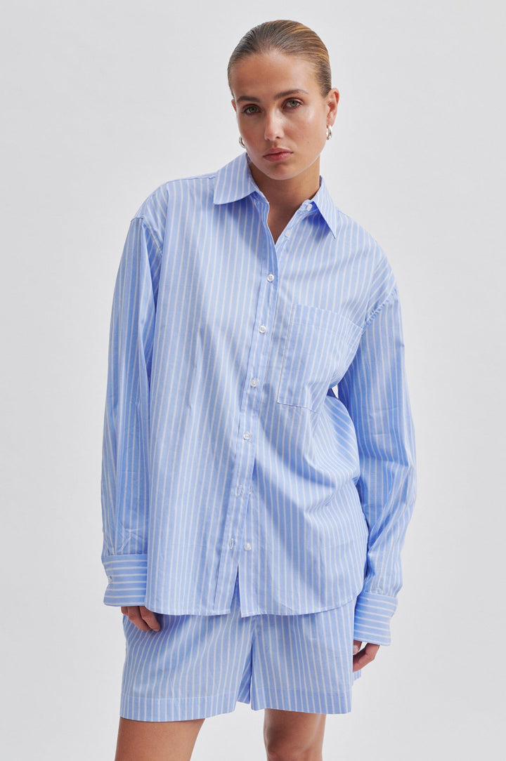 Second Female - Amale Shirt - 5039 Light Blue Stripe Skjorter 