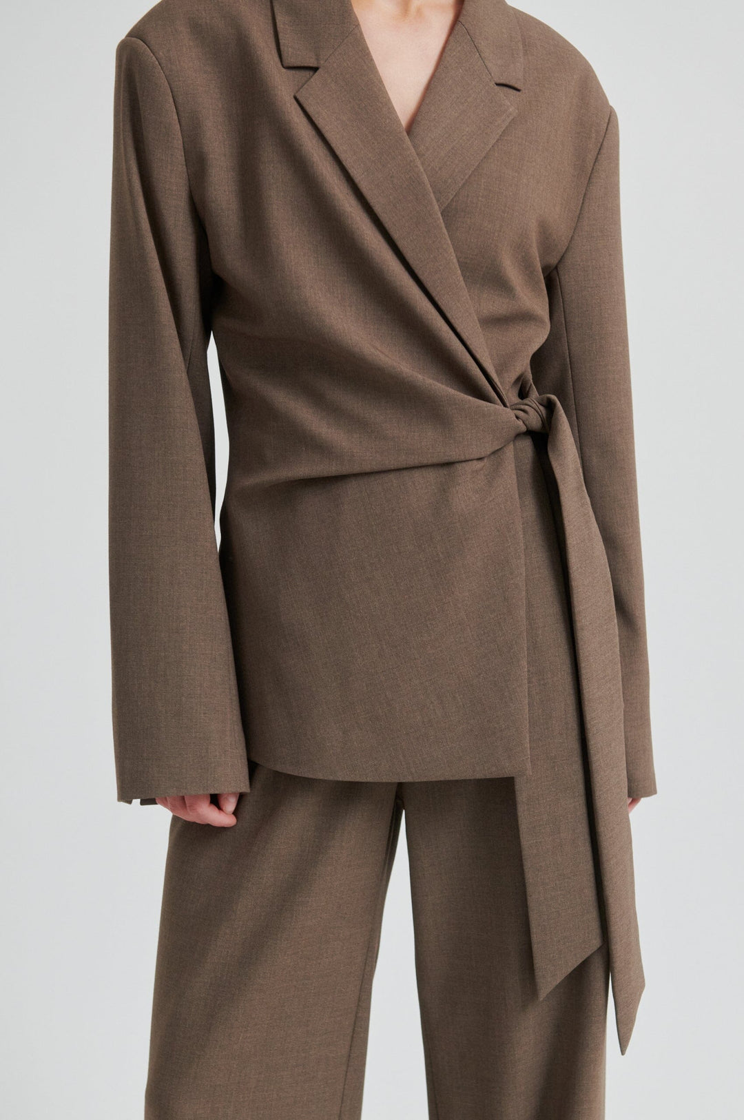 Second Female - Dakota Wrap Blazer 60407 - 6144 Mid Brown Melange Blazere 