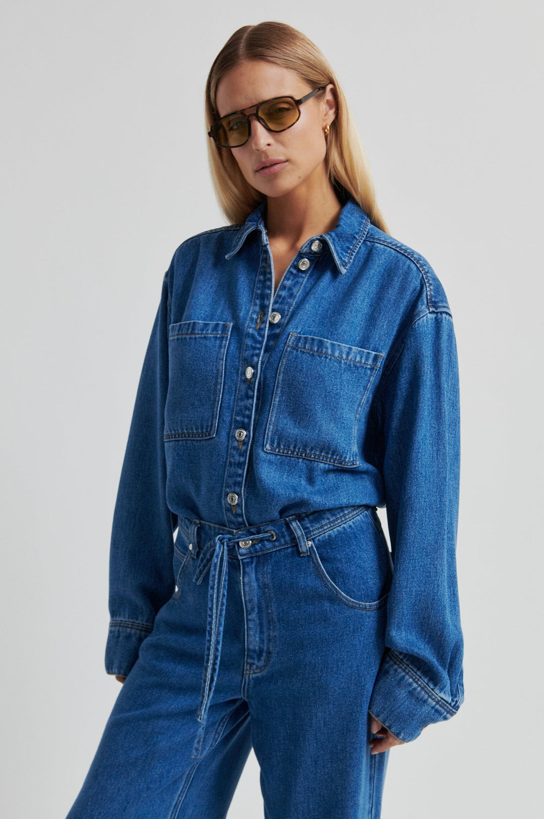 Second Female - Irvina Denim Shirt 60585 - 5997 Blue denim Skjorter 