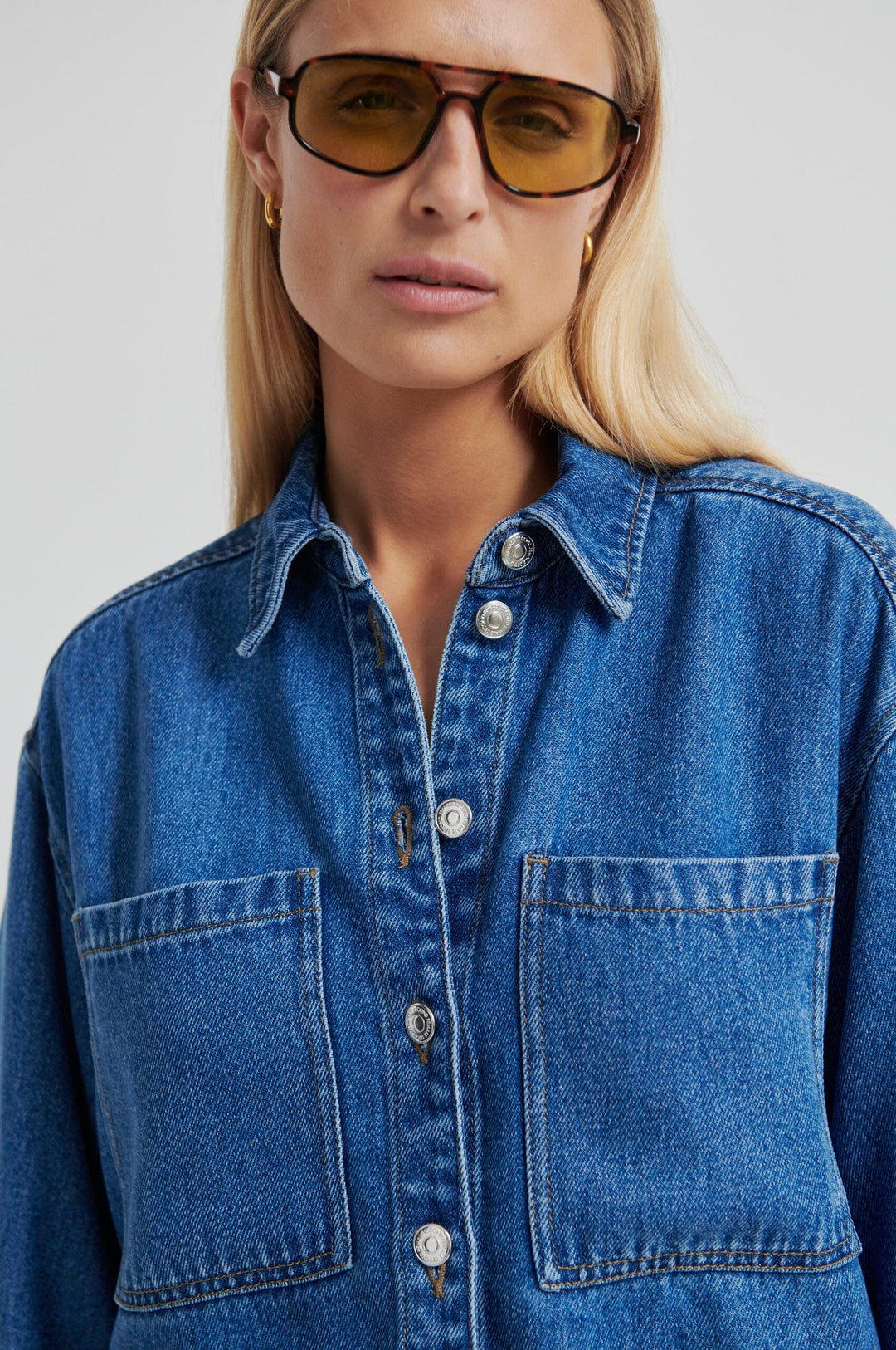 Second Female - Irvina Denim Shirt 60585 - 5997 Blue denim Skjorter 
