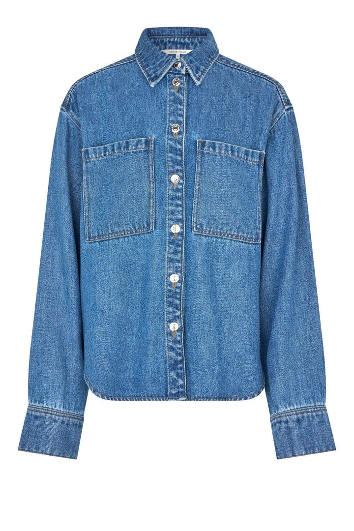 Second Female - Irvina Denim Shirt 60585 - 5997 Blue denim Skjorter 