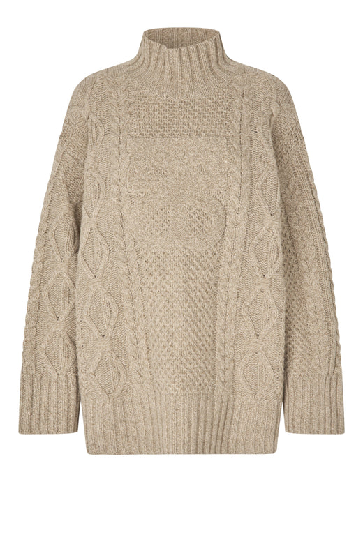 Second Female - Janne Knit T-Neck 61044 - 6007 Camel melange Strikbluser 
