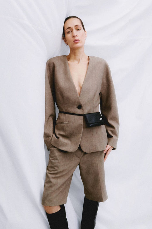 Second Female - Levelup Blazer 59845 - 6144 Mid Brown Melange Blazere 