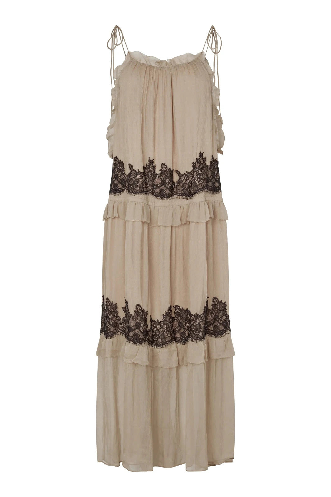 Second Female - Lynda Maxi Dress 60674 - 1047 Plaza Taupe Kjoler 