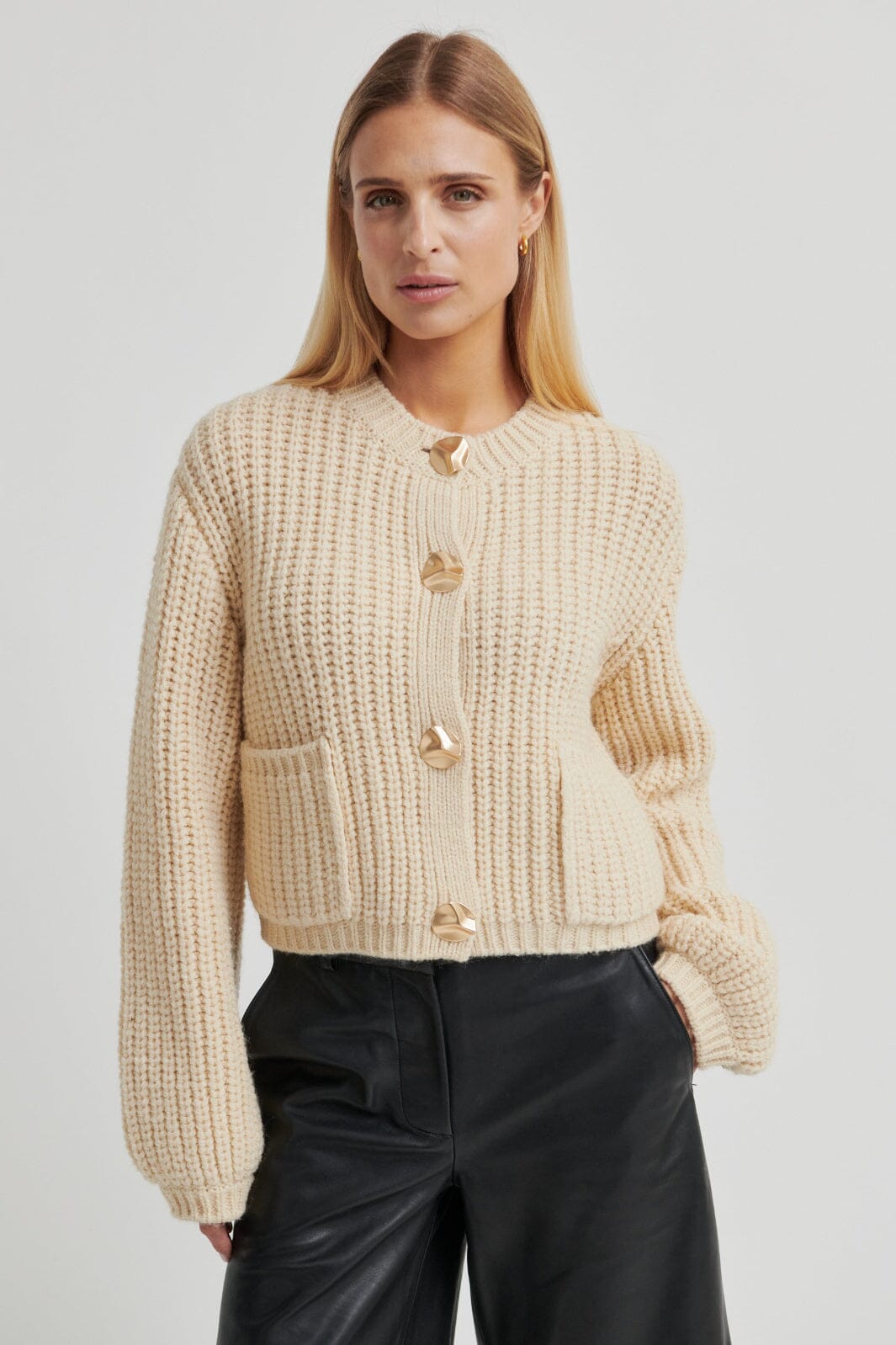 Second Female - Ulrikke Knit Cardigan 60463 - 0512 Soft Beige Cardigans 