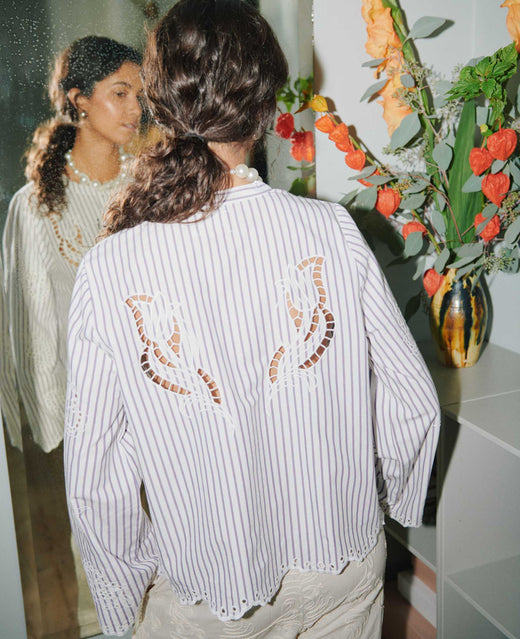 Sissel Edelbo - Cecilie Shirt SE 1897 - Purple Stripes Bluser 