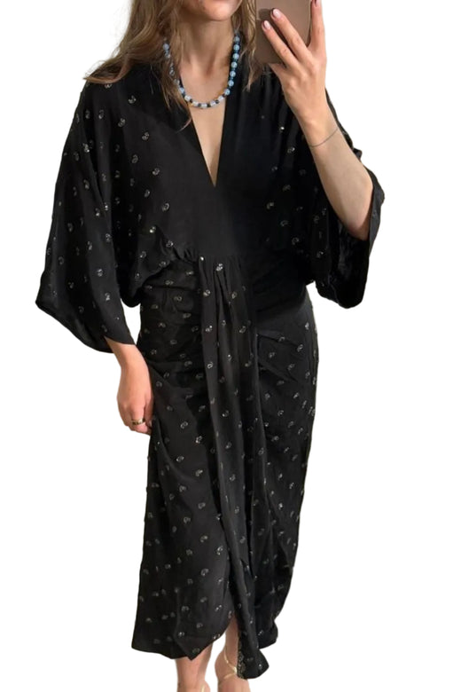 Sissel Edelbo - Juno SILK Dress Sparkling Black SE 1717-1 - Sparkling Black No. 42