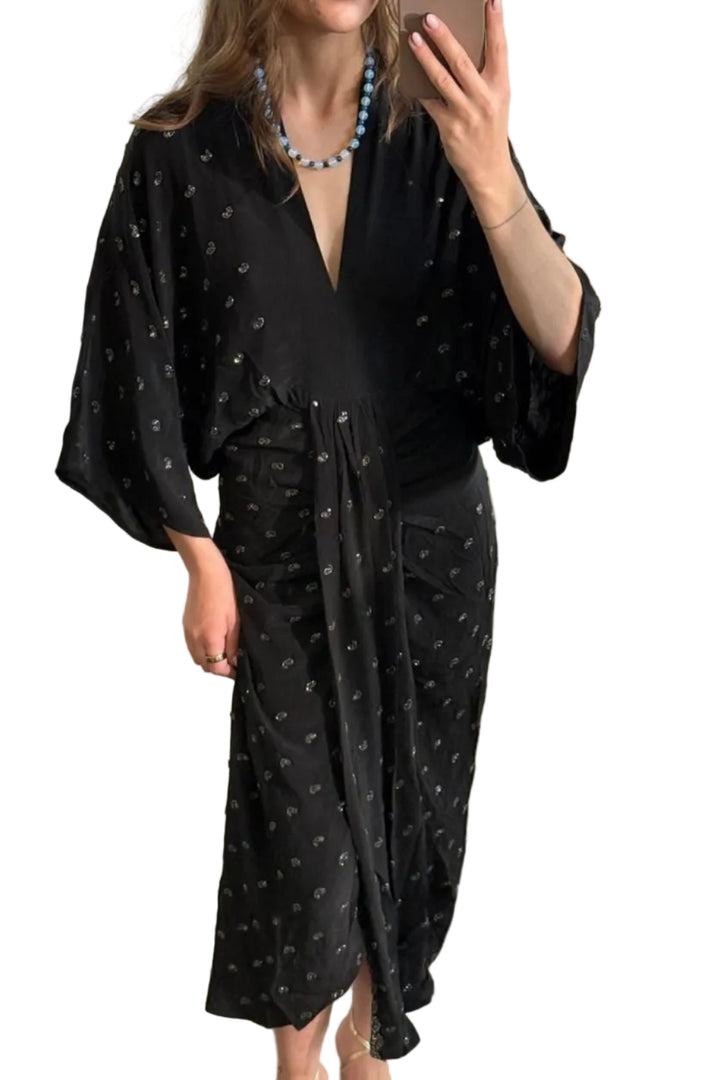 Sissel Edelbo - Juno SILK Dress Sparkling Black SE 1717-1 - Sparkling Black No. 42