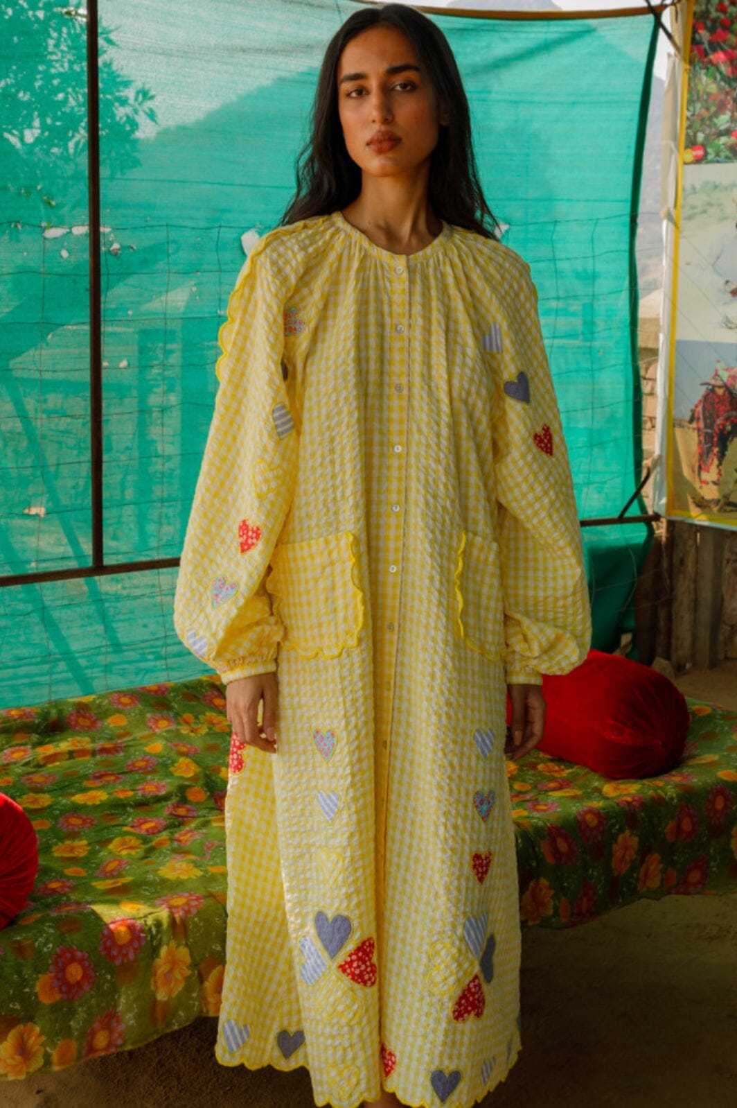 Sissel Edelbo - Kamal Organic Cotton Dress SE 1233 - Yellow Checks Kjoler 